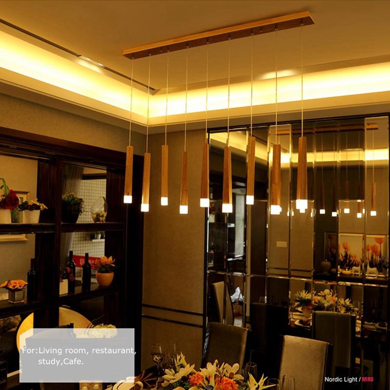 Wood Stick Pendant Lamp Light Modern Bedside Natural Wood Pipe Pendant Lights