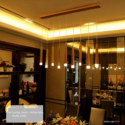 Wood Stick Pendant Lamp Light Modern Bedside Natural Wood Pipe Pendant Lights