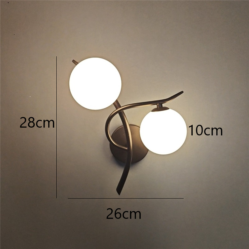 Nordic Modern Iron Wall Lamps LED Bedroom Bed Lamp Learning Corridor Room Indoor Wall Lights Glass Ball Decor Light Fixtures E27