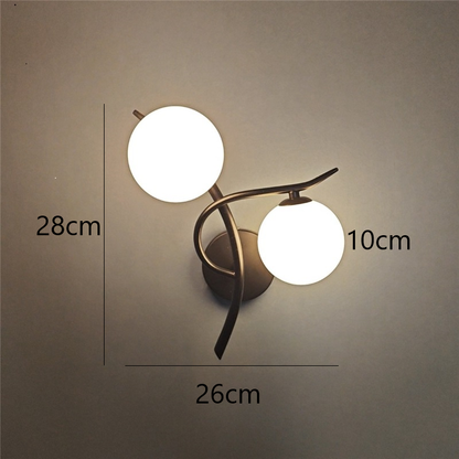 Nordic Modern Iron Wall Lamps LED Bedroom Bed Lamp Learning Corridor Room Indoor Wall Lights Glass Ball Decor Light Fixtures E27
