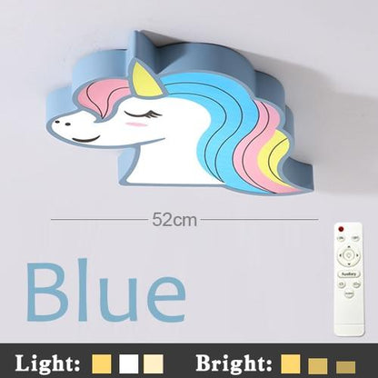 Unicorn Kids Room Light Led Ceiling Lights With Remote Control Cartoon Lampshade Children Room Cute Ceiling Lamp Deco Child Room