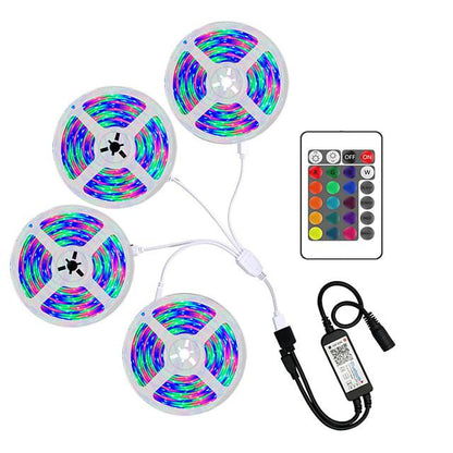 20M (4x5M) App Intelligent Control Bluetooth Music Sync Flexible Led Strip Lights 2835 RGB SMD 1080 LEDs IR 24 Key Bluetooth Controller with 12V Adapter Kit