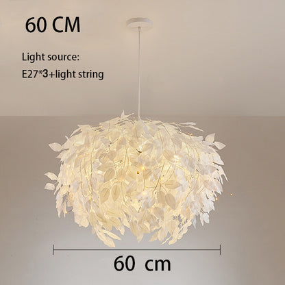 White Leaves Warm LED Light Atring Bedroom Restaurant Guest art Atmosphere Pendant Light Modern Studio Gallery Lighting Fixture