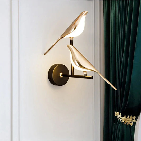 Nordic Golden Bird LED Wall Lights Parlor Bar Creative Wall Lamps Novelty Sconces Bedroom Bedside Lamp