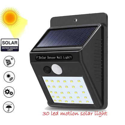 1-4pcs PIR Motion Sensor 30 LED Solar Light Outdoor Solar Powered LED Garden Light Waterproof Emergency Wall Lamp With Cable ene