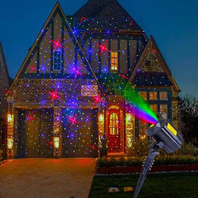 1pcs x-35p-b 8 patterns in 1 rgb  dots star christmas laser light projector outdoor garden laser christmas lights with rf remote control and security lock