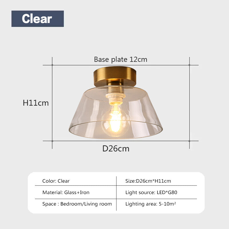 Modern Glass Ceiling Lamp Amber Green Glass Hood For Dining Room Home LED Decoration Light Fixture