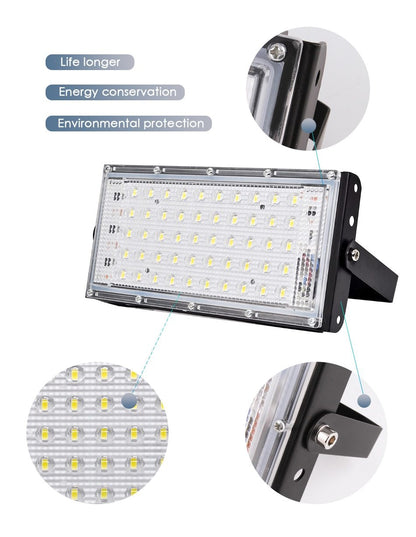 2pcs LED Flood Light 50W Outdoor Wall Reflector Lamp Street Garden Floodlight Waterproof IP65 Spotlight Lighting AC
