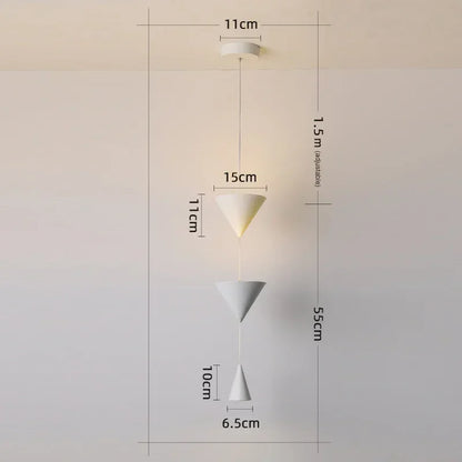 Nordic Restaurant Home LED Pendant Light Modern Black White Counter Conical Lamp