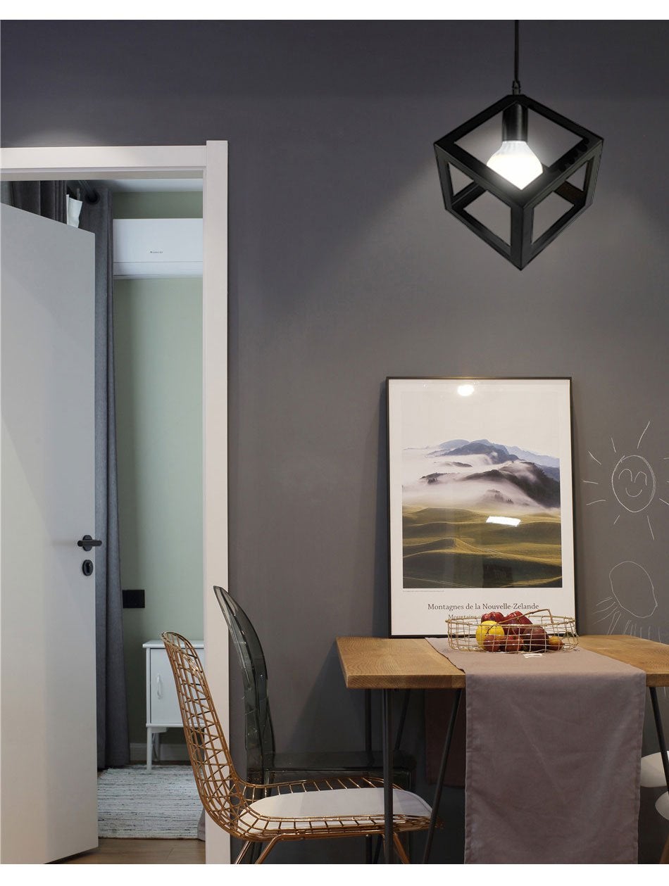 Modern Pendant Light Black Iron Hanging Cage Vintage Led Lamp E27 Industrial Loft Retro Dining Room Restaurant Bar Counter