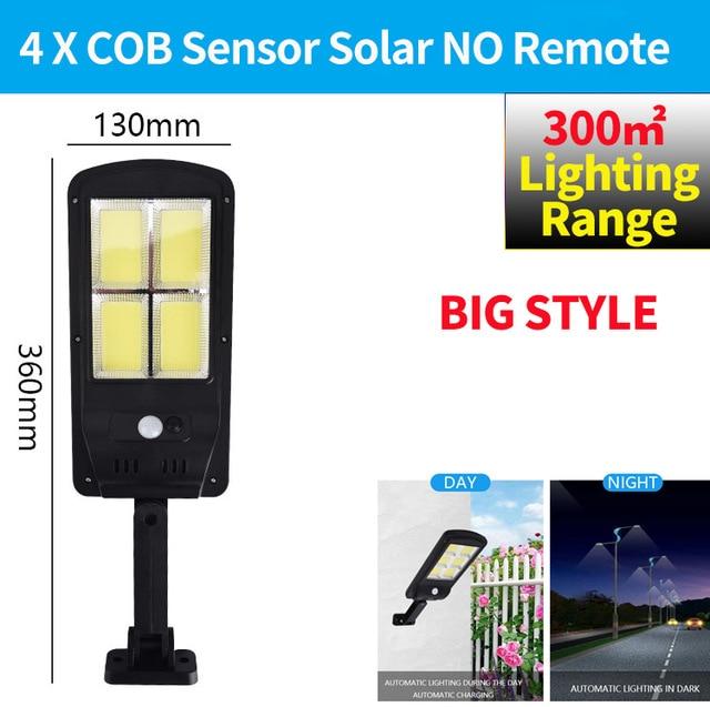 300W Remote Control Upgraded COB Solar Light PIR Motion Sensor IP65 Outdoor Solar Wall Street Light Waterproof Lamp