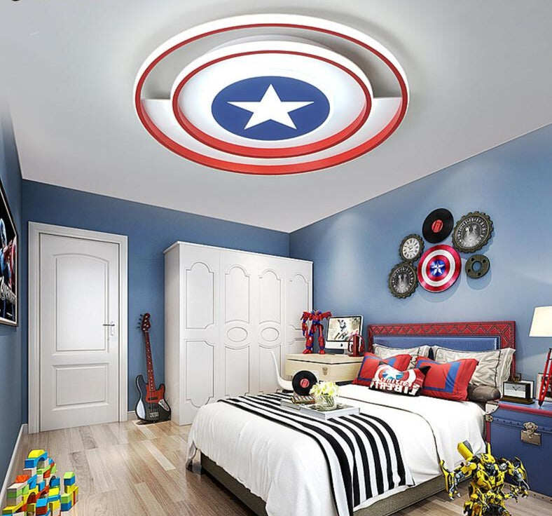 New Modern Red/Blue Stars Led Ceiling Lights Lamp For Child Bedroom Study Room Babyroom Remote Control Cartoon Designer Lamparas