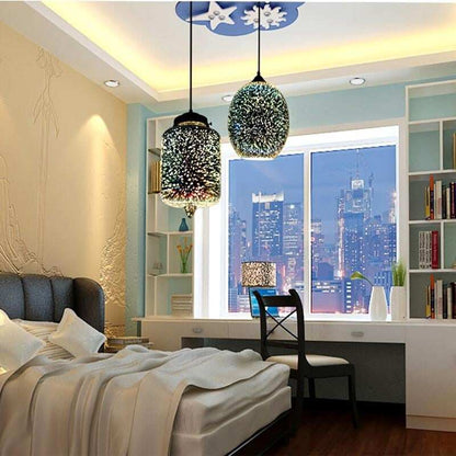 Modern 3D Colorful Nordic Starry Sky Hanging Glass Shade Pendant Lamp Lights E27 LED For Kitchen Restaurant Living Room