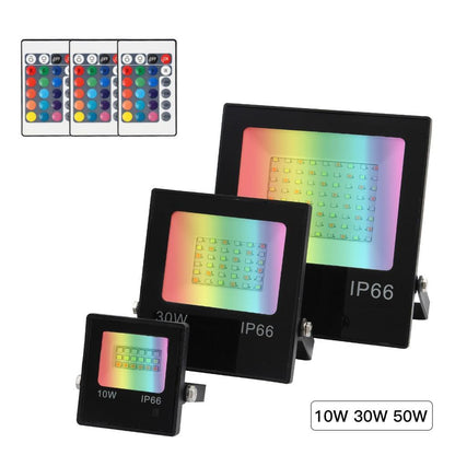 10W 30W 50W Led Spotlight Outdoor Flood Light AC220V IP66 Reflector Projector Lamp With Remote Controller For Courtyard Rockery