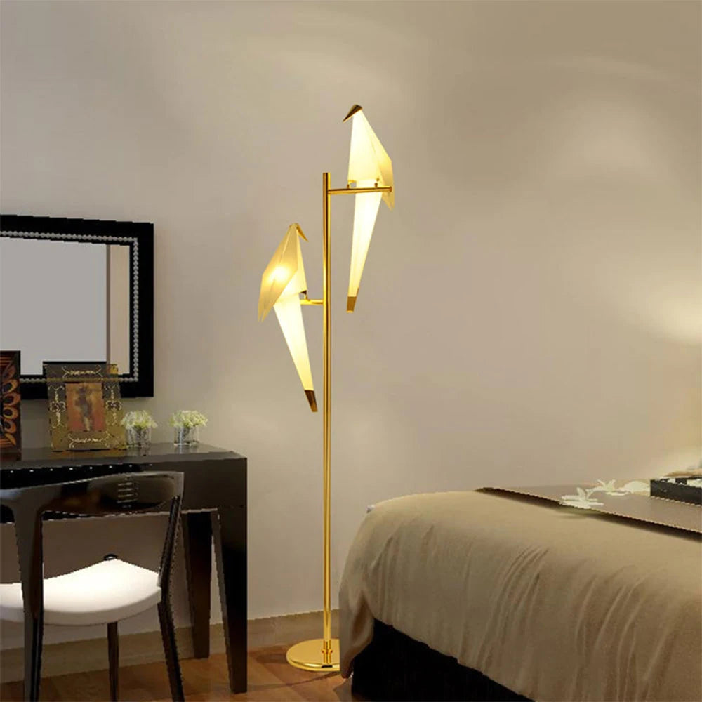 Modern Paper Crane Metal Vintage Chandelier Hanging Light Restaurant Living Dining Children's Room LED Bird Design Pendant Lamp