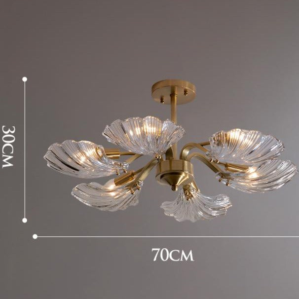 Luxury Modern Living Room Shell Copper Ceiling Lamp