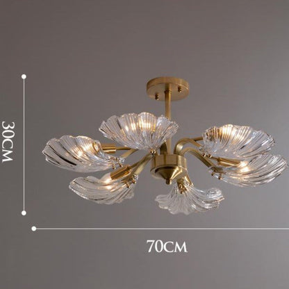 Luxury Modern Living Room Shell Copper Ceiling Lamp
