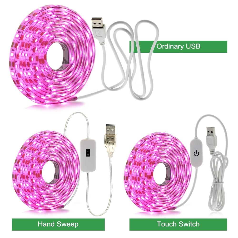 USB Phytolamps for Plants 5V LED Grow Light Strip 2835 Chip 1m 2m 3m LED Phyto Tape for Hydroponic Greenhouse Seedlings Growth