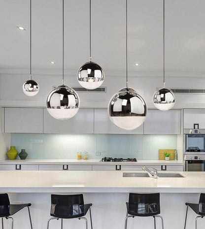 Modern TDixon Pendant Lights Gold Silver Mirror Ball Hanglamp Globe Glass Led Lamp Kitchen Living Room Bedroom Nordic Lamp