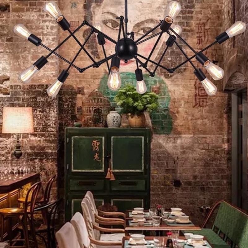 Vintage Industrial Loft Pendant Light 8/12/16/18 Heads Sputnik Pendant Lamp Restaurant Bar Lights
