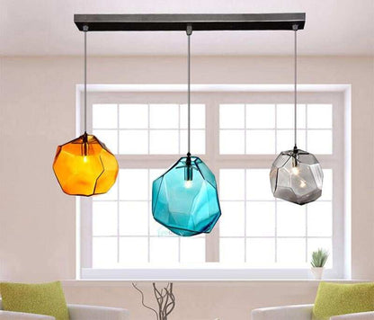 Modern Scandinavian Ice Crystal Glass Pendant Lights Creative Restaurant Hanging Lights Colored Stone Single Head Luminarias