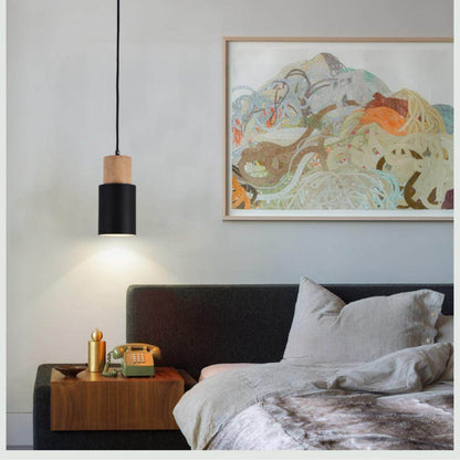 Nordic Simple Wood Pendant Lights LED Hanging Colorful Aluminum Lighting