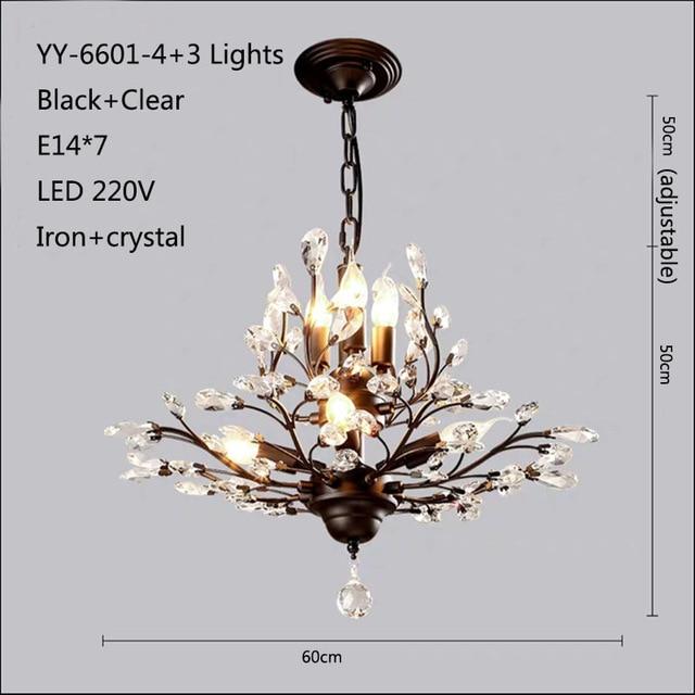 American Luxurious Crystal Chandelier E14 LED 220V For Restaurant  Lighting Chandelier Modern Home Decor Lighting Fixtures Room