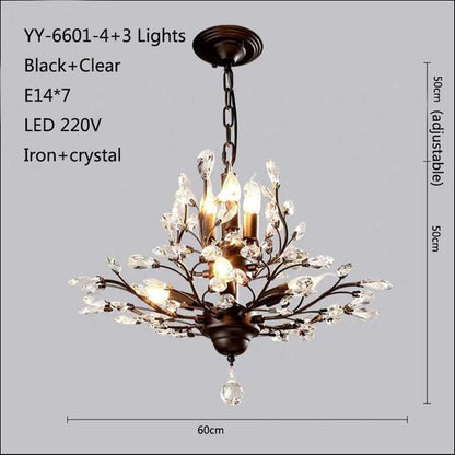 American Luxurious Crystal Chandelier E14 LED 220V For Restaurant  Lighting Chandelier Modern Home Decor Lighting Fixtures Room