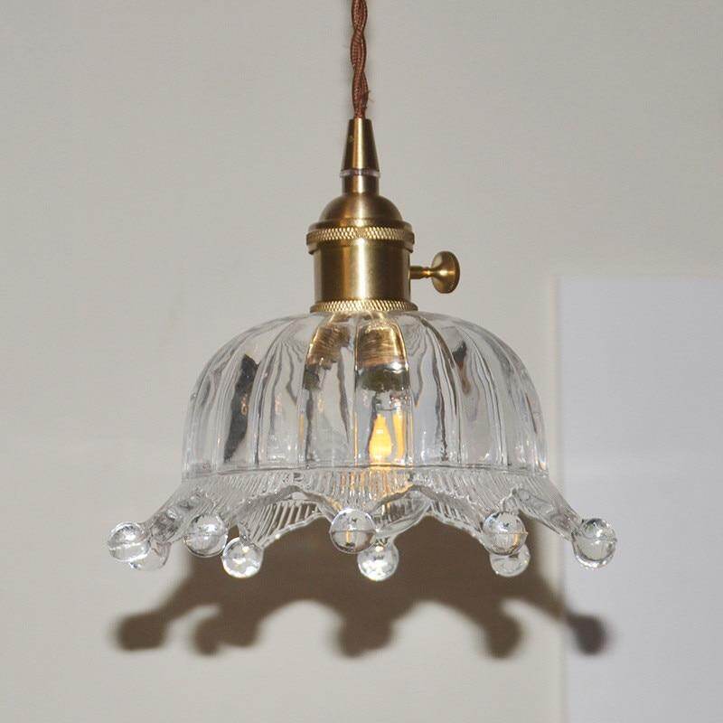 Nordic Brass Glass Pendant Lamp Modern Little Crown Pendant Lights LED E27 Decoration Hanging Lamp For Cafe Bedroom Bedside