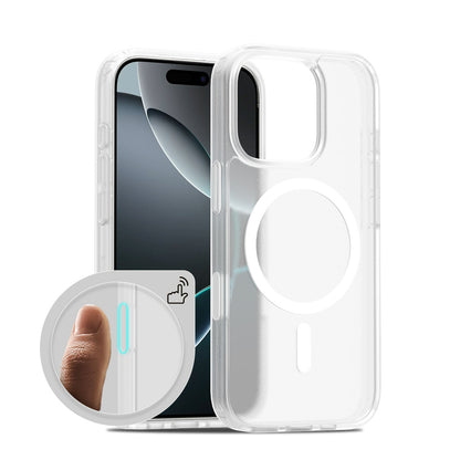 Magnetic Active Touch Camera Button MagSafe Phone Case for iPhone 17 17pro max 16 Pro Translucent Matte Wireless Charge PC Cover