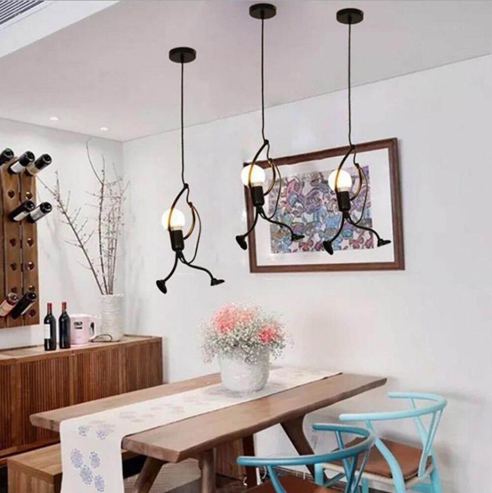 Loft Pendant Lights Climbing Man Art Hanging Lamp Metal Cord Hanger Home Decor Light Creative For Room Lighting Lamps Nordic