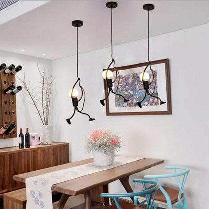 Loft Pendant Lights Climbing Man Art Hanging Lamp Metal Cord Hanger Home Decor Light Creative For Room Lighting Lamps Nordic