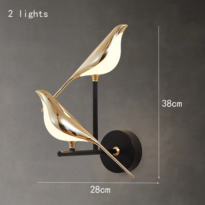 Nordic Golden Bird LED Wall Lights Parlor Bar Creative Wall Lamps Novelty Sconces Bedroom Bedside Lamp