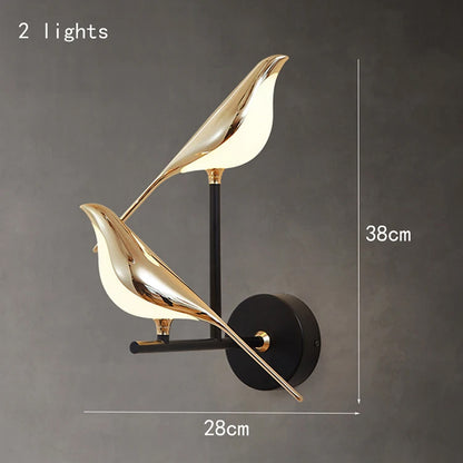 Nordic Golden Bird LED Wall Lights Parlor Bar Creative Wall Lamps Novelty Sconces Bedroom Bedside Lamp