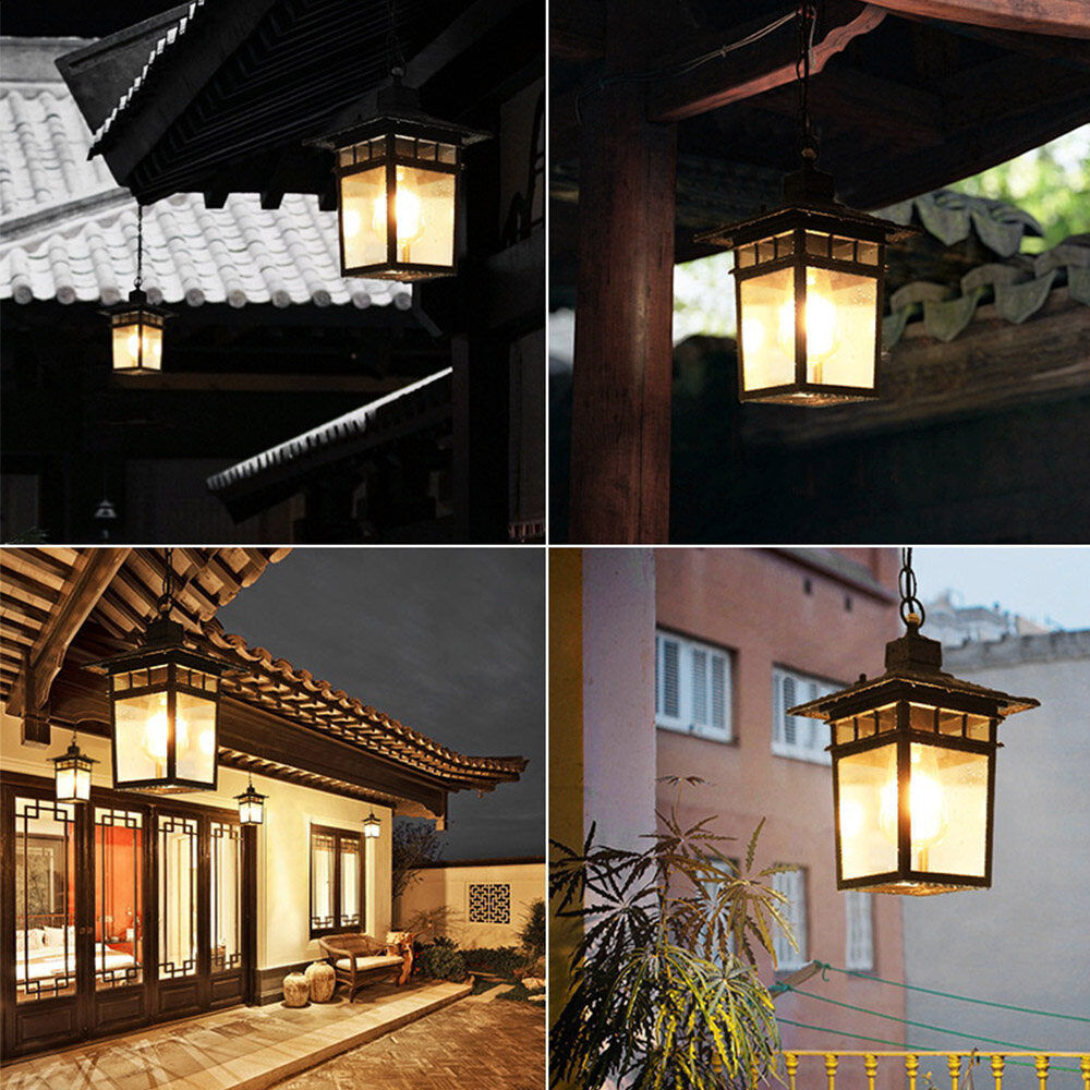 Vintage E27 Outdoor Waterproof and Rust-proof Courtyard Lamp Corridor Aisle Balcony Chandelier Villa Garden Pendant Light