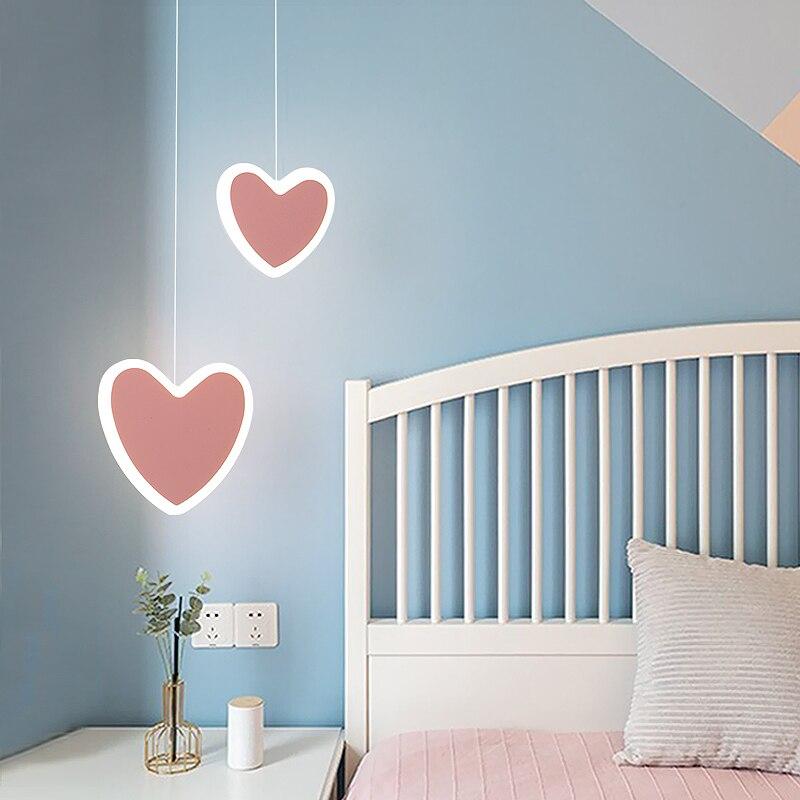 creative cute heart-shaped LED pendant lights net red shop/aisle/bedside children's lamp restaurant bar 2 head pendant lamp