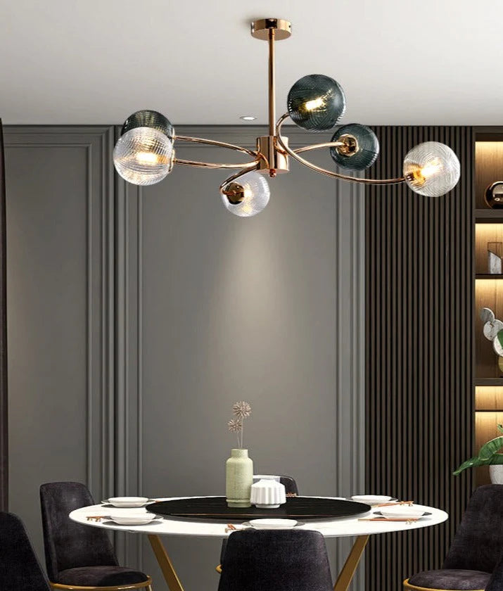 New Nordic LED Chandelier for Living Room Dining Bedroom Kitchen Ceiling Pendant Lights Multicolor Glass Lampshade Fixtures