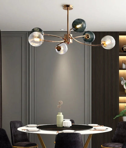 New Nordic LED Chandelier for Living Room Dining Bedroom Kitchen Ceiling Pendant Lights Multicolor Glass Lampshade Fixtures