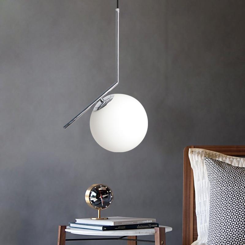 Indoor Pendant Light Modern Bedroom Pendant Lamp Living Room Decoration Lighting Glass Lampshade With LED Bulb E27