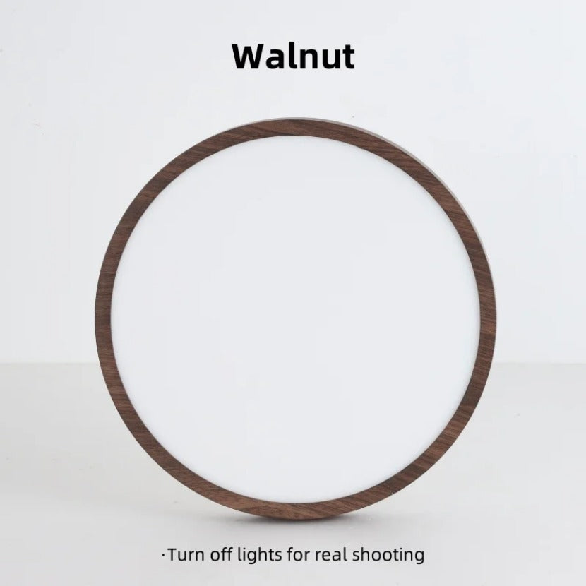Modern LED Ceiling Light Circular Ultrathin Wood Grain Walnut Decorative Light Indoor Bedroom Living Room Dining Room Home Light