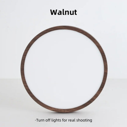 Modern LED Ceiling Light Circular Ultrathin Wood Grain Walnut Decorative Light Indoor Bedroom Living Room Dining Room Home Light