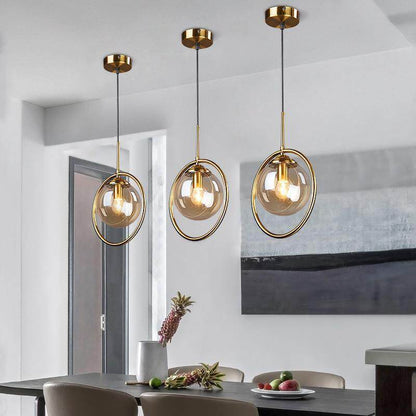 Nordic Gold Iron Chandelier Creative Post Modern Simple Bedroom Bedside Bar Coffee Restaurant Glass Ball Chandelier