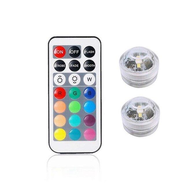 Battery Operated Waterproof RGB Submersible LED Light Underwater Night Lamp Tea Lights for vase,bowls,aquarium and party Wedding