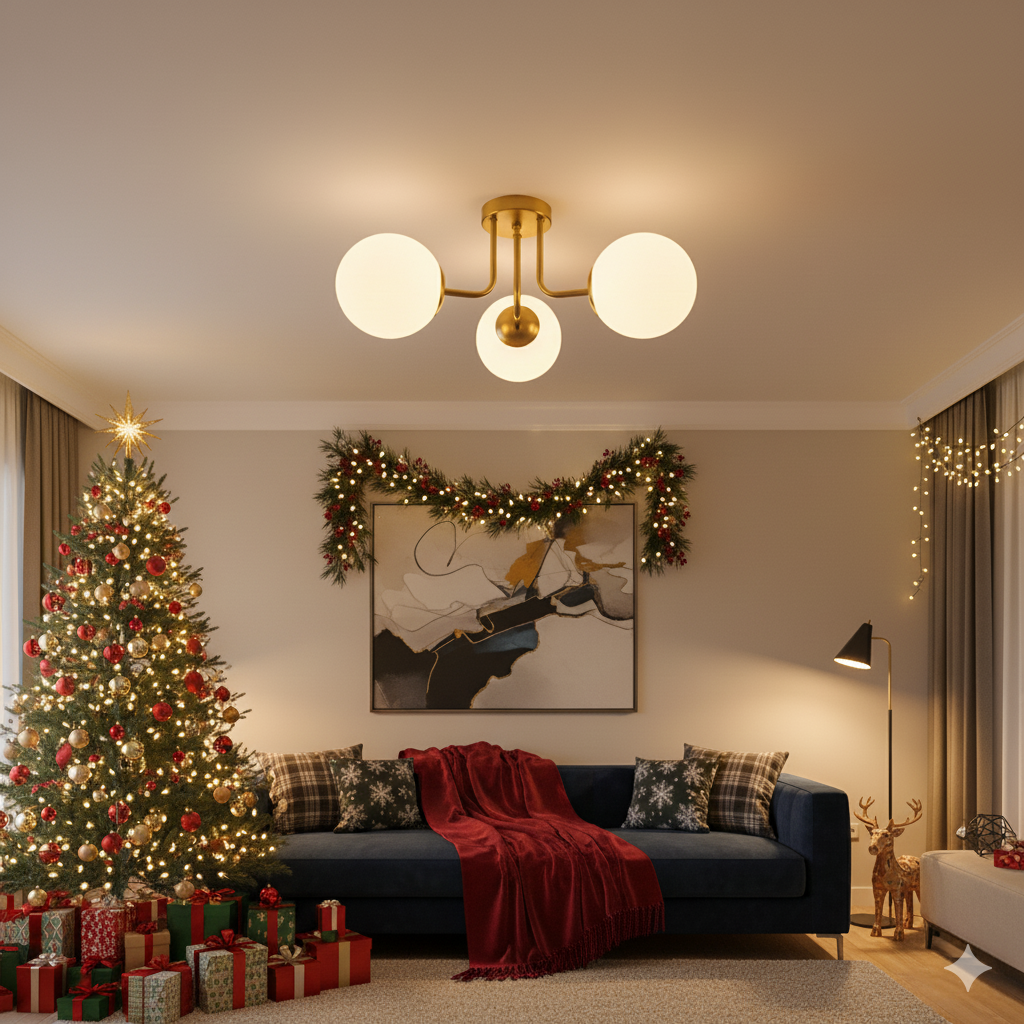 Nordic Magic Bean Bedroom Living Room Ceiling Light Modern PVC White Ball Glass Embedded Corridor Iron Art Light