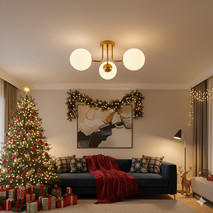 Nordic Magic Bean Bedroom Living Room Ceiling Light Modern PVC White Ball Glass Embedded Corridor Iron Art Light