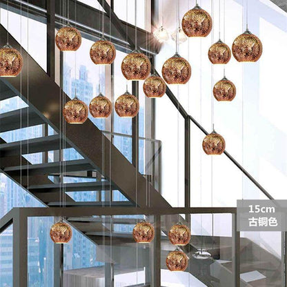 LuKLoy LED Pendant Lights Mirror Glass Ball Firework Lampshade Pendant Lamp for Loft Restaurant Bar Dining Room Kitchen Island