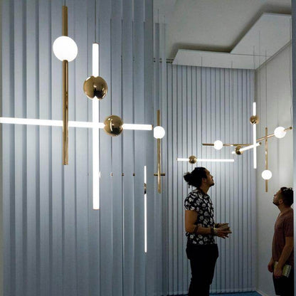 Modern Glass Metal Ball Pendant Lights Luminaria Cylinder Pipe Industrial Lamp Hanglamp Lustre Suspension