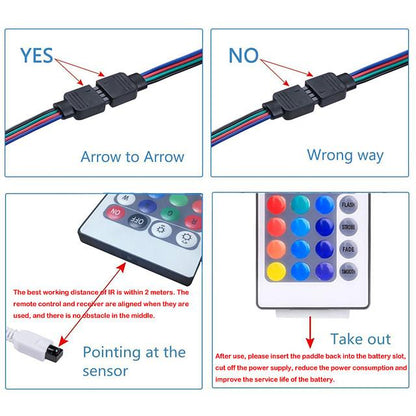 15m 3x5m LED Light Strips RGB Tiktok Lights 5050 SMD 450 Leds 10mm Strip Fexible Light Led Tape not-waterproof DC 12V 450leds with 44key IR Remote Controller Kit