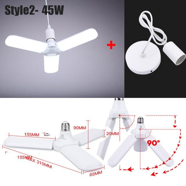 E27 Led Bulb Lamp Ampoule Leds Football Lamps Bulbs Foldable Fan Blade Lights Adjustable 45W 40W 60W For Kitchen Lighting