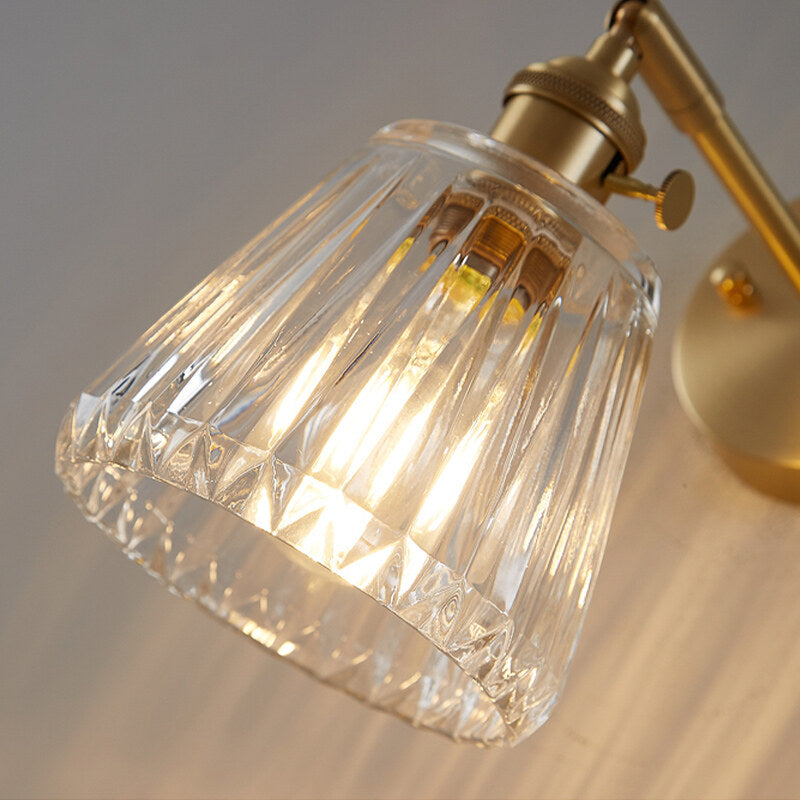 Nordic Modern Simple Light Luxury Brass Glass Wall Lamp Retro Living Room Bedroom Headboard Headlight
